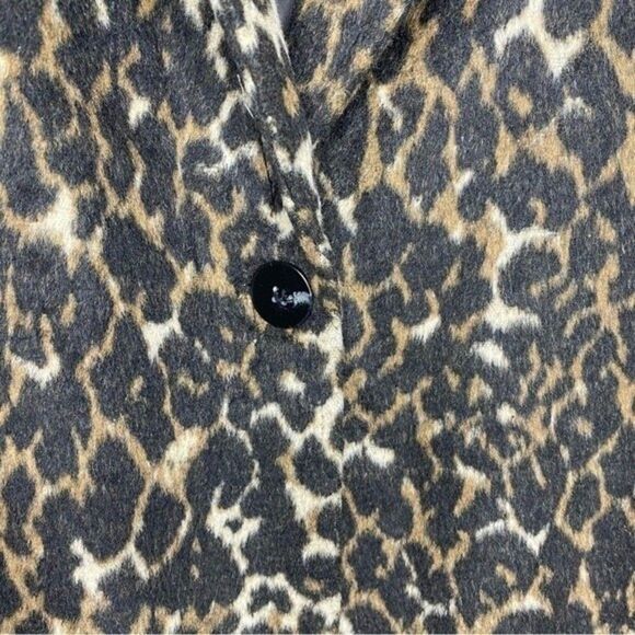 Apt 9 Overcoat Women’s M Brown Black Cheetah Animal Single Button Wool Blend - Picture 6 of 11